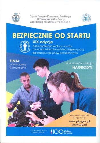 XIX edycja Ogólnopolskiego Konkursu wiedzy o BHP dla uczniów z zakładów rzemieślniczych